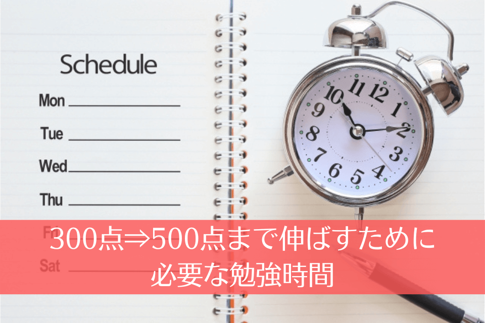 300点⇒500点まで伸ばすために必要な勉強時間